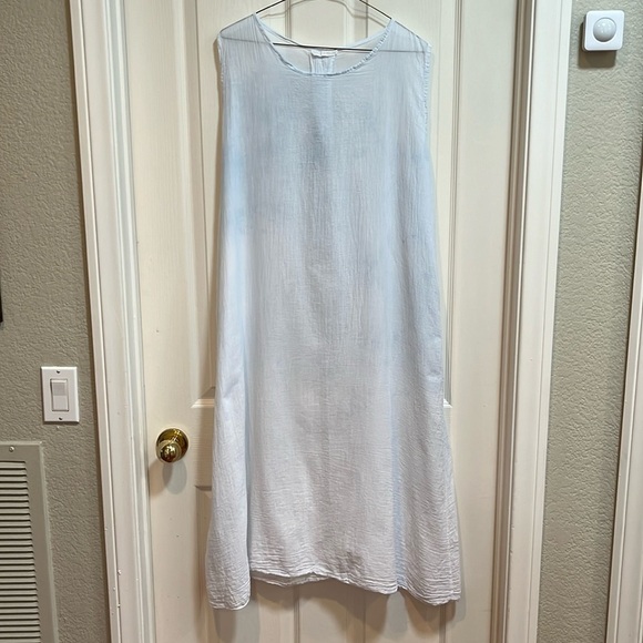 MADE IN ITALY 100% Cotton Sleeveless Midi Dress Swim Cover Up Light Blue No Size - Picture 1 of 7